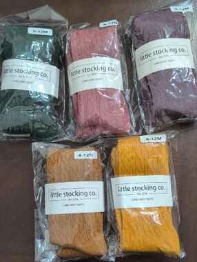 Little Stocking Cable Knit Tights - Multi Color Pack 6-12m New In Bag